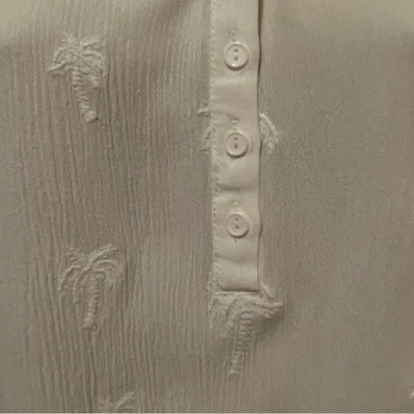 Z Supply White Button Up Blouse Top Embroidered Palm Trees Size Small - Picture 5 of 10